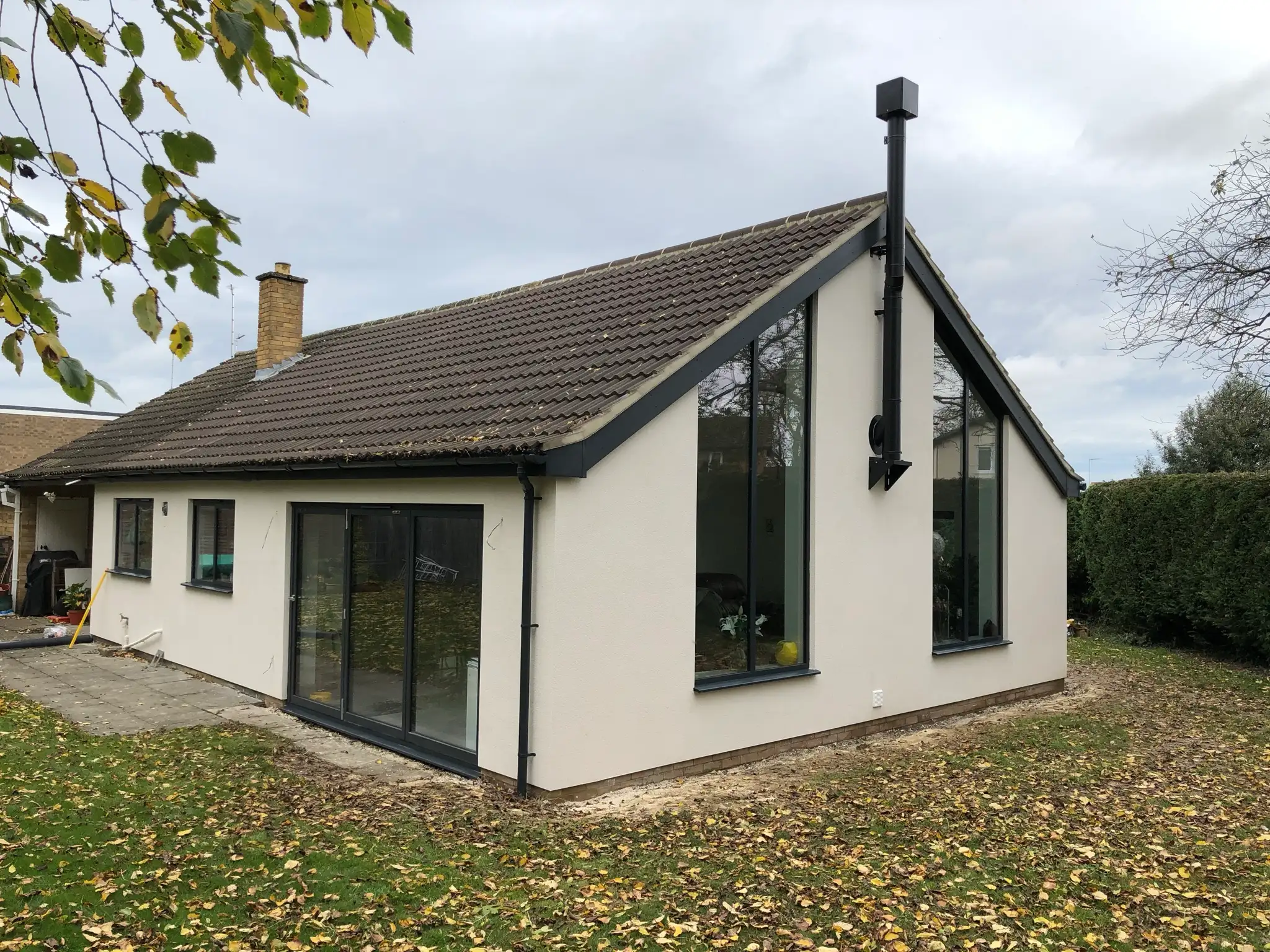 Gable extension to a bungalow with anthracite glazing